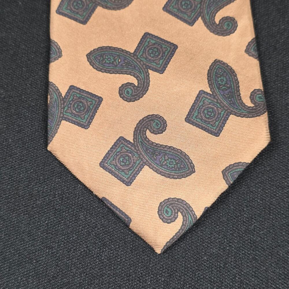 417 by VAN HEUSEN Men's Tan Green Paisley Classic Necktie